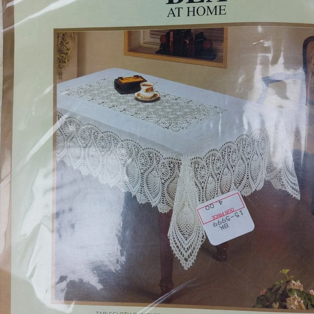 Bea At Home Tablecloth Rectangle Crochet Lace Soft Vinyl, 54